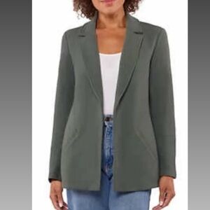 Matty M knit boyfriend blazer in Sage